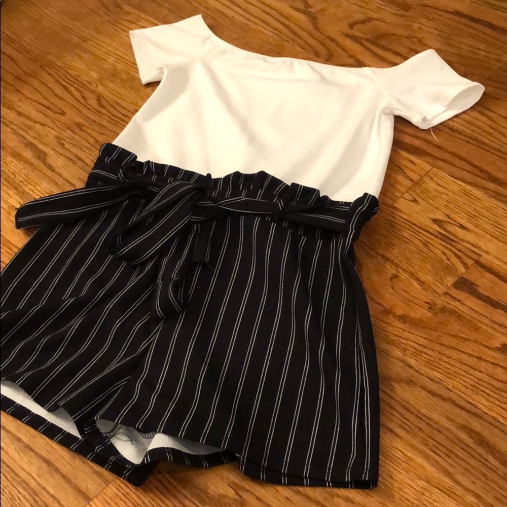 White and blue romper